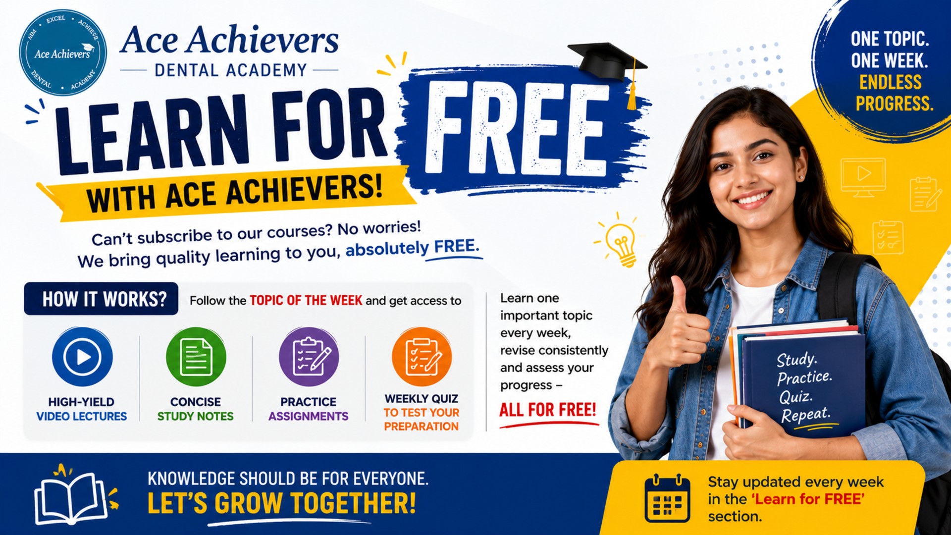 Make every week Count!  Learn for FREE with Ace Achievers.